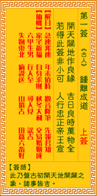 观音灵签 第1签:钟离成道